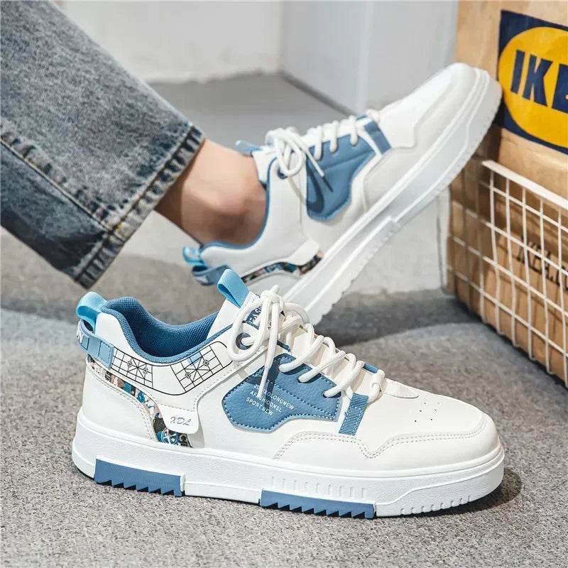 Men's Summer 2024 Breathable White Shoes - Trendy Thick-Soled Sports Board Shoes for Versatile Style