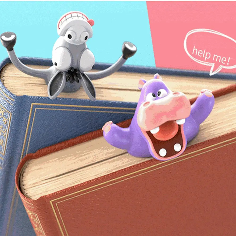 Ocean Series 3D Stereo Cartoon Animal Bookmarks - Seal, Octopus, Cat, Panda, and Shiba Inu - Creative Stationery for Kids