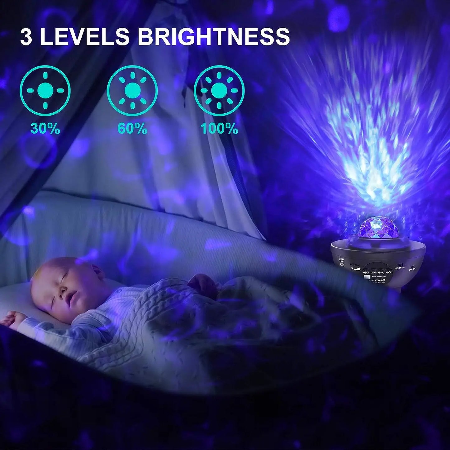 Colorful Starry Projector Galaxy Night Light – Child Bluetooth USB Music Player, Romantic Night Lamp, Perfect Gift