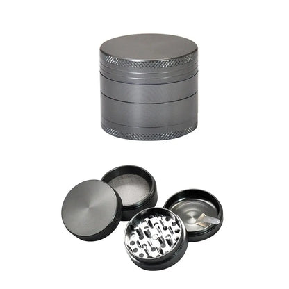 4-Layer Aluminium Herb and Spice Grinder - 40mm Metal Grinder with Scraper - Portable Zinc Alloy Food Mill for Smooth Grinding