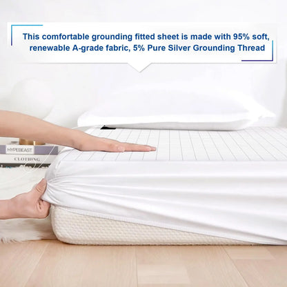 MAXSHARER Earthing Fitted Sheet - Organic Cotton with Conductive Silver Fiber for Natural Wellness