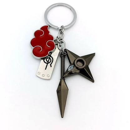 Naruto Anime Keychain - Ninja Kunai, Shuriken & Red Cloud Accessories for Car, Backpack - Perfect Gift for Fans