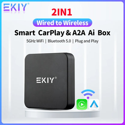 EKIY Mini Carplay Smart Box – Wireless Android Auto Adapter, Apple CarPlay Dongle for Volkswagen, Toyota, Peugeot, Volvo