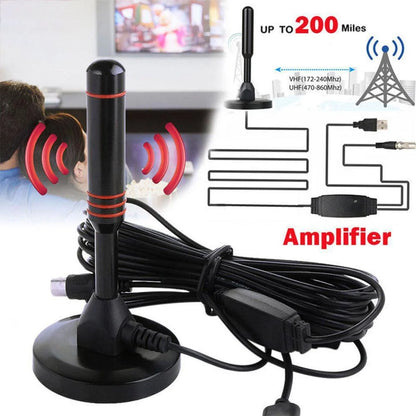 HD Digital TV Antenna with Amplifier - 200 Miles Ultra HDTV Indoor/Outdoor Aerial, Quick Response, Amplified VHF/UHF Set