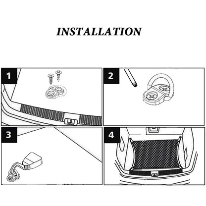 4-Piece Cargo Net Floor Hook Set - Rear Trunk Boot Accessories, Tie Down Hook Ring Loop, Flat Screen Net Fixing Kit