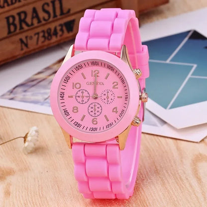 Famous Brand Geneva Ladies Fashion Watch - Unisex Silicone Quartz Wristwatch for Students, Stylish Relogio Feminino