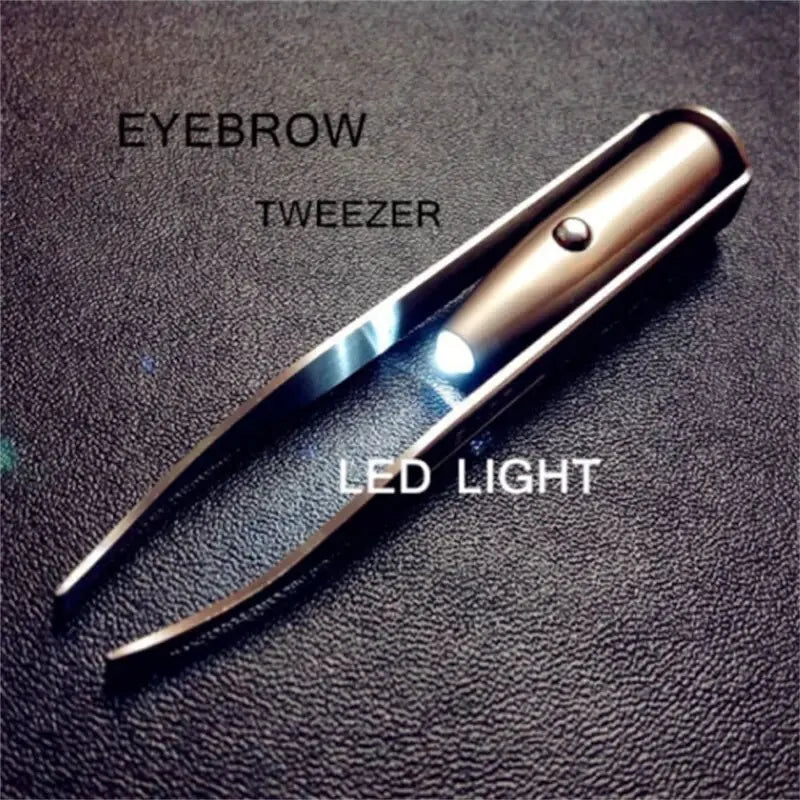 Portable Stainless Steel Eyebrow Hair Removal Tweezer - Smart Design with LED Light Makeup Tool