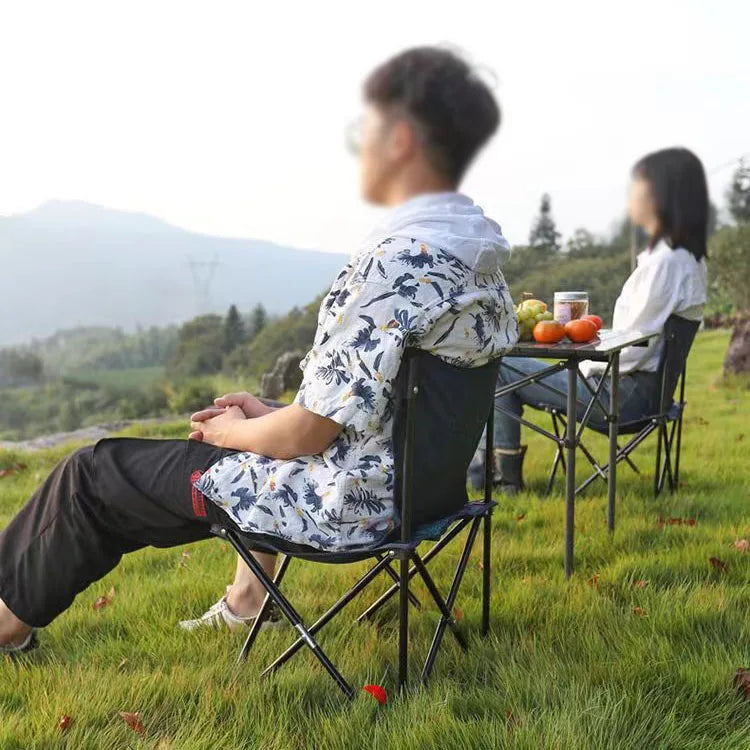 Portable Folding Outdoor Camping Chair: Moon Chair with Collapsible Foot Stool - for Hiking, Picnic, Fishing - Seats Tools Accessory