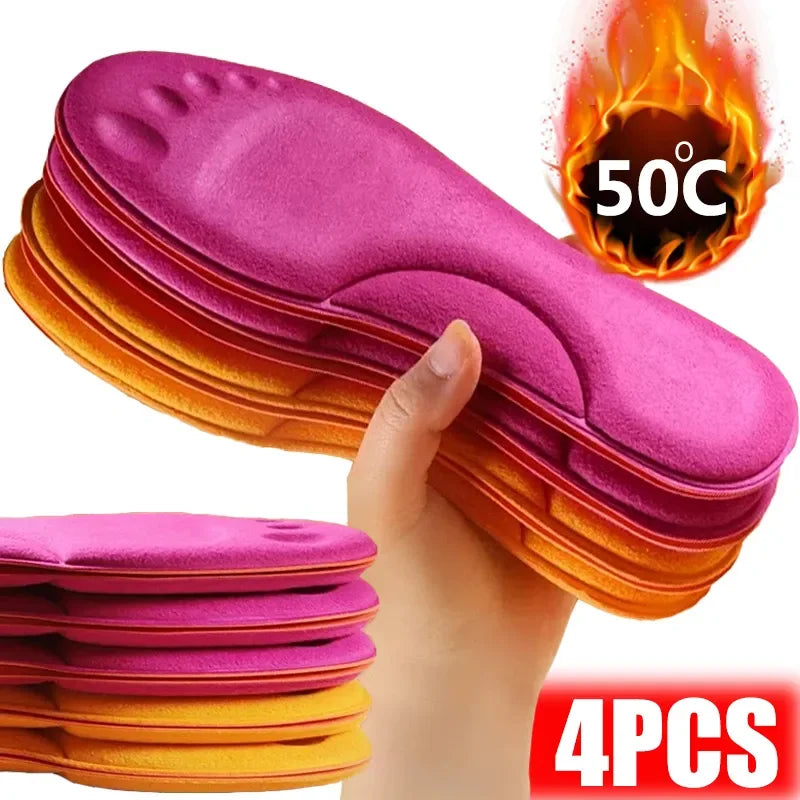 2 Pairs Self-Heating Thermal Insoles - Thermostatic Memory Foam Shoe Pads with Arch Support, Winter Foot Warmers for Men and Women