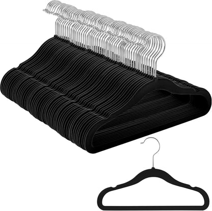 100-Pack Black Velvet Baby Hangers - Anti-Slip, Space-Saving, Lightweight for Kids' Clothes