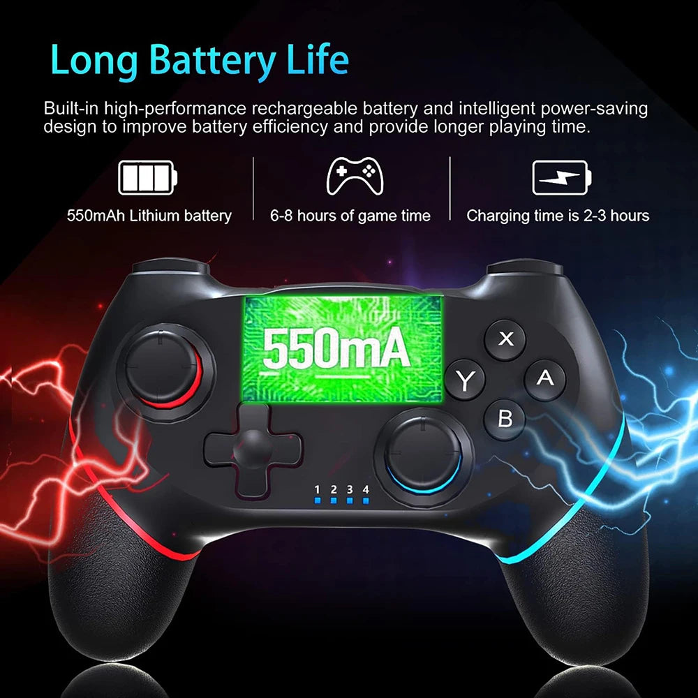 Wireless Bluetooth Controller – Compatible with NS, NS Lite, NS Oled, Android & PC, 6-Axis Joystick Gamepad