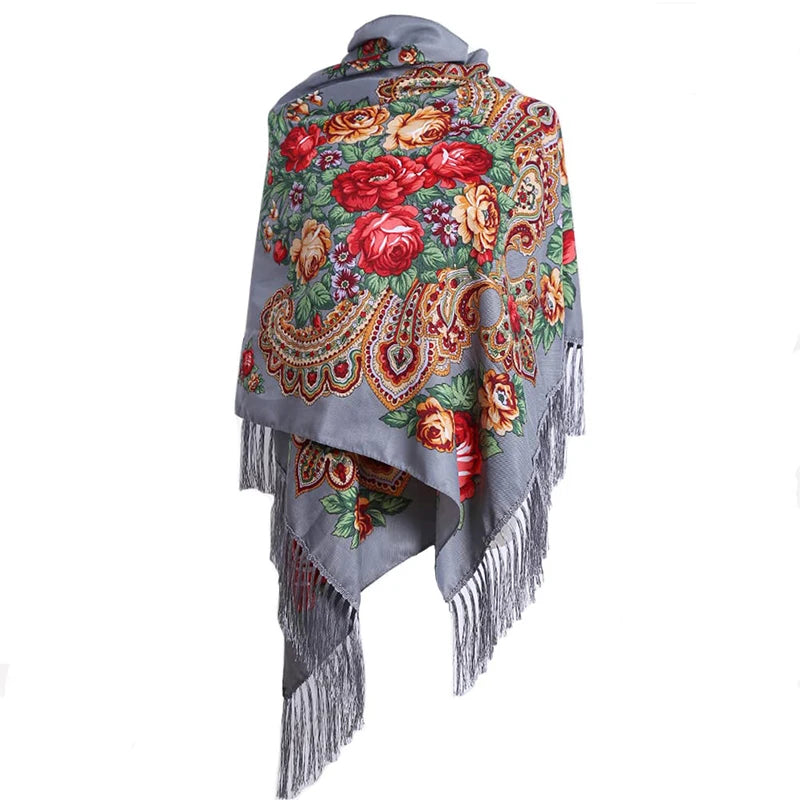 2024 Designer Print Shawls for Women - Winter Scarf Pashmina with Floral Design, Warm Hijab Wraps, Bufandas Foulard, Travel Stoles