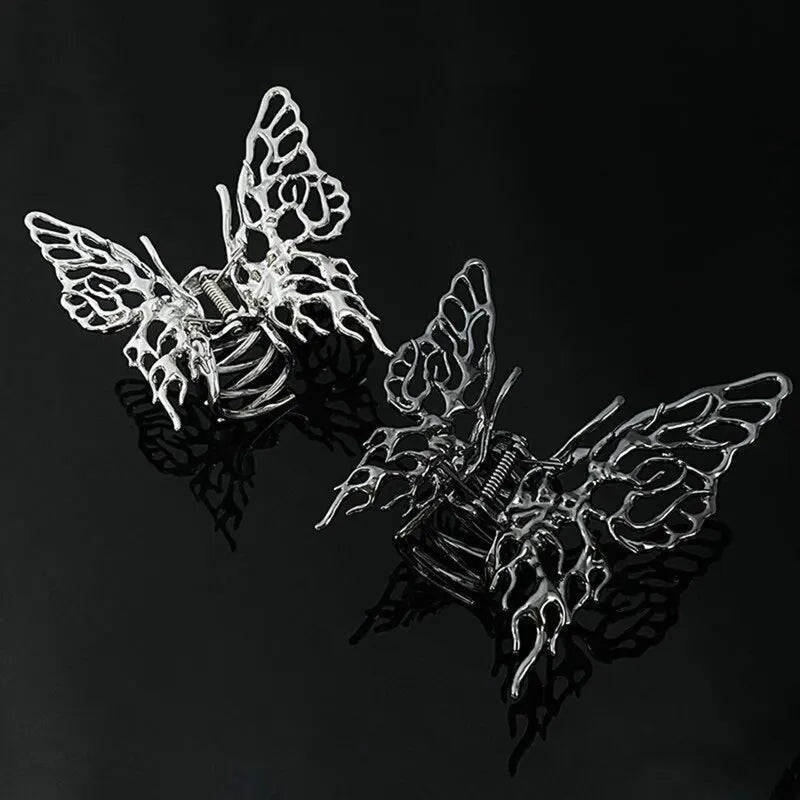 Bright Silver Butterfly Hair Clip: Cross Geometric Hairpin Rose Flower Hair Claw for Women Girls Styling Barrette Headdress