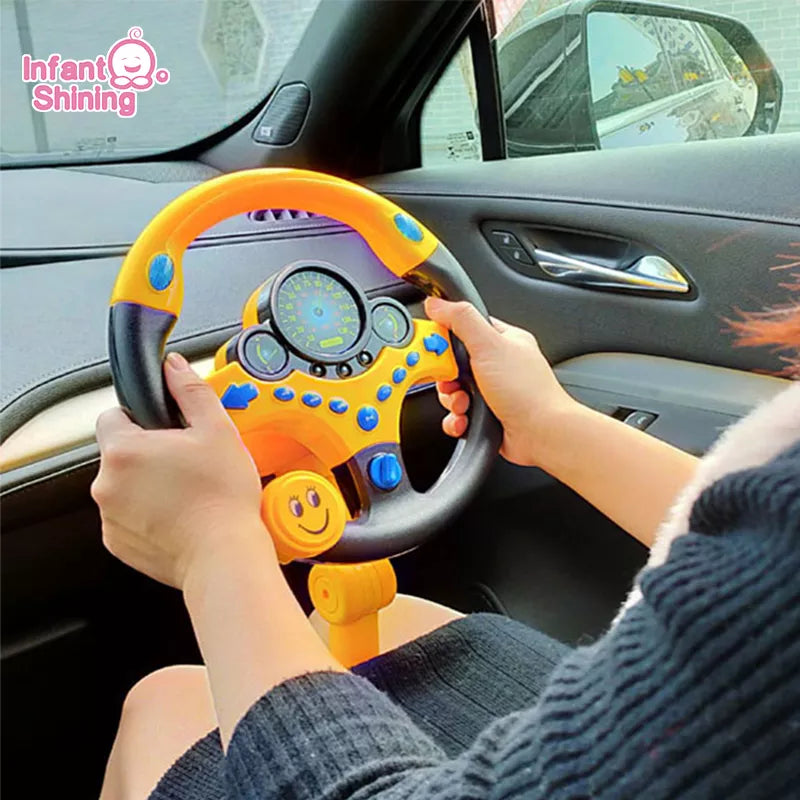 Infant Shining Electric Simulation Steering Wheel Toy: Early Educational Stroller Fun with Light, Sound, and Vocal Features