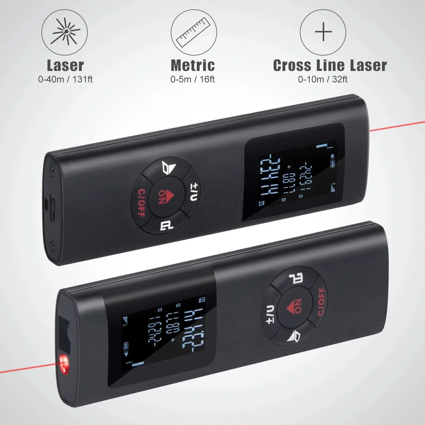 40M/60M Mini Smart Laser Distance Meter – Infrared Rangefinder, USB Rechargeable, Portable Handheld Tool