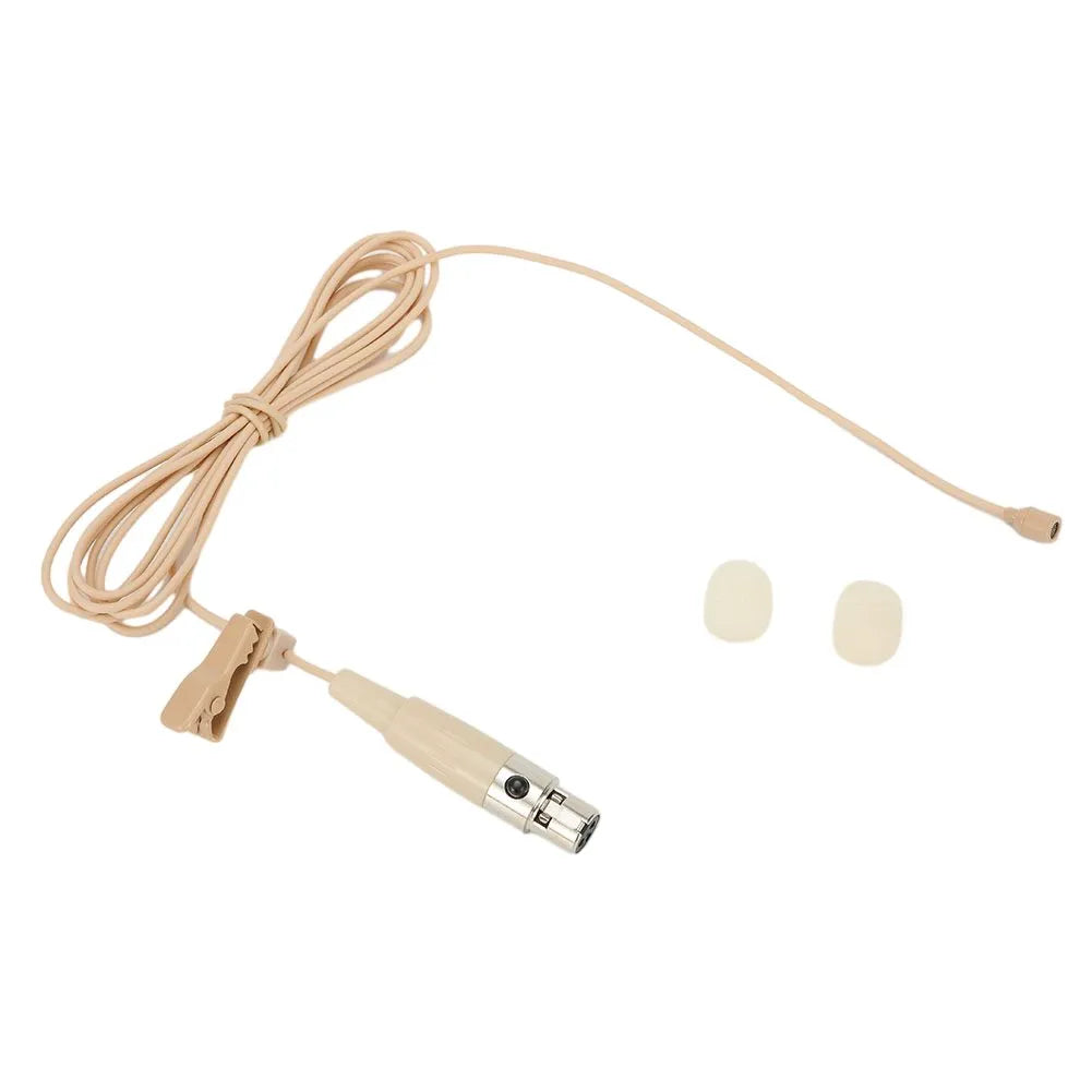 Beige 3.5mm Lavalier Microphone for Sennheiser Wireless - Omnidirectional Condenser Lapel Mic with 3-Pin and 4-Pin XLR Clip