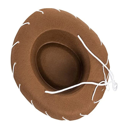 Brown Red Felt Cowboy Hat for Kids - Western Cowgirl Cap, Fancy Dress Costume for Party, Role Play, Cosplay, and Holidays