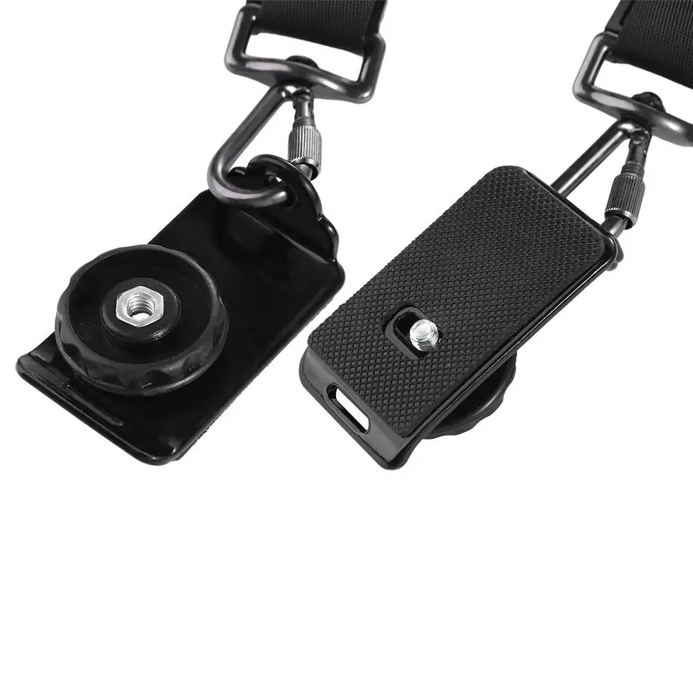 Black Adjustable Double Camera Strap: DSLR Strap for 2 Cameras - Photographic Equipment Accessory