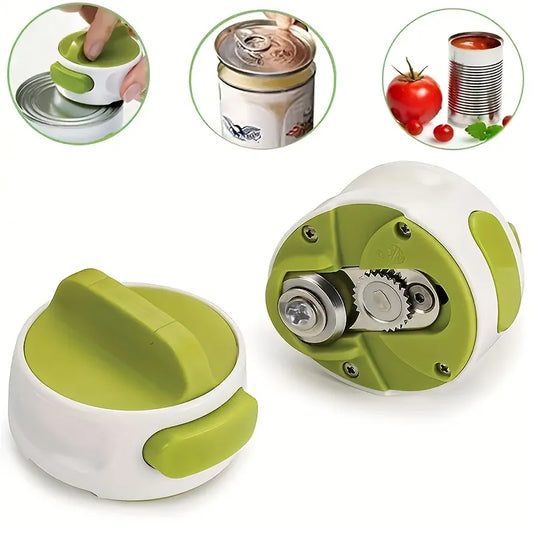 Adjustable Anti-Slip Portable Manual Can Opener - Easy Twist Release Kitchen Gadget for Opening Jars and Small Cans