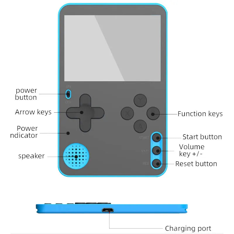 Portable Handheld Game Console: 500 Classic Games Retro Video Mini Console with LCD Screen - Rechargeable, Great Gift for Kids and Adults