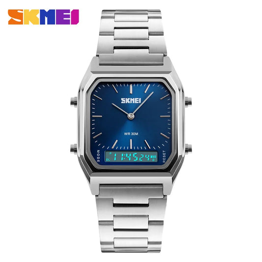 SKMEI 1220 Luxury Dual-Time Waterproof Quartz Watch for Men – Casual Sport Digital 1612 Relogio Masculino