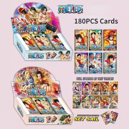 180PCS Dragon Ball, One Piece, Naruto and Demon Slayer Anime Cards - English Non-Repetition Flashcards, Table Game Deck Box for Kids