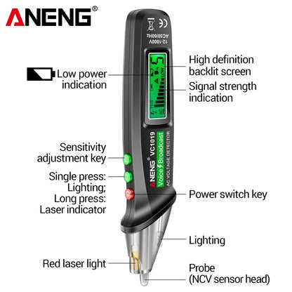 ANENG VC1019 Circuit Breaker Finder - Voice Broadcast, Infrared Sensor Positioning, Voltage Tester and Electric Wire Detector