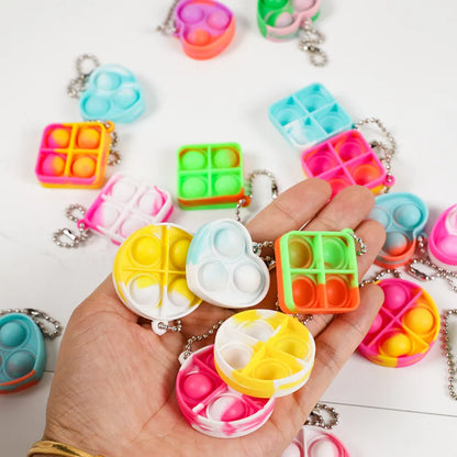 20Pcs Mini Pop Keychain Set: Bulk Toddler Sensory Fidget Toys for Classroom Prizes, Kids' Birthday Party Favors, and Goodie Bag Stuffers