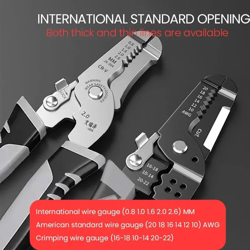 AIRAJ Wire Stripper Multitool: Plier Crimper Cable Cutter - Multifunctional Stripping & Crimping Pliers Terminal Tool