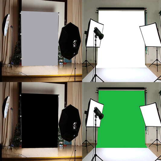 Solid Color Photography Background | Green White | 3x5ft or 5x7ft | Studio Video Photo Party Props Backdrop | Vinyl Fabric