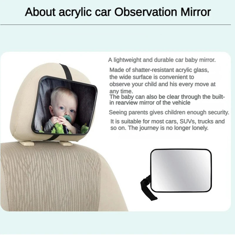 EAFC Adjustable Wide Car Rear Seat Mirror: Square Safety Monitor for Baby/Child Seat - Enhance Car Safety and Interior Monitoring