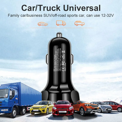 Olaf Dual USB C Car Charger - Fast Charging USB PD QC3.0 Type C Charger for iPhone, Samsung, Xiaomi - Efficient Car Phone Adapter