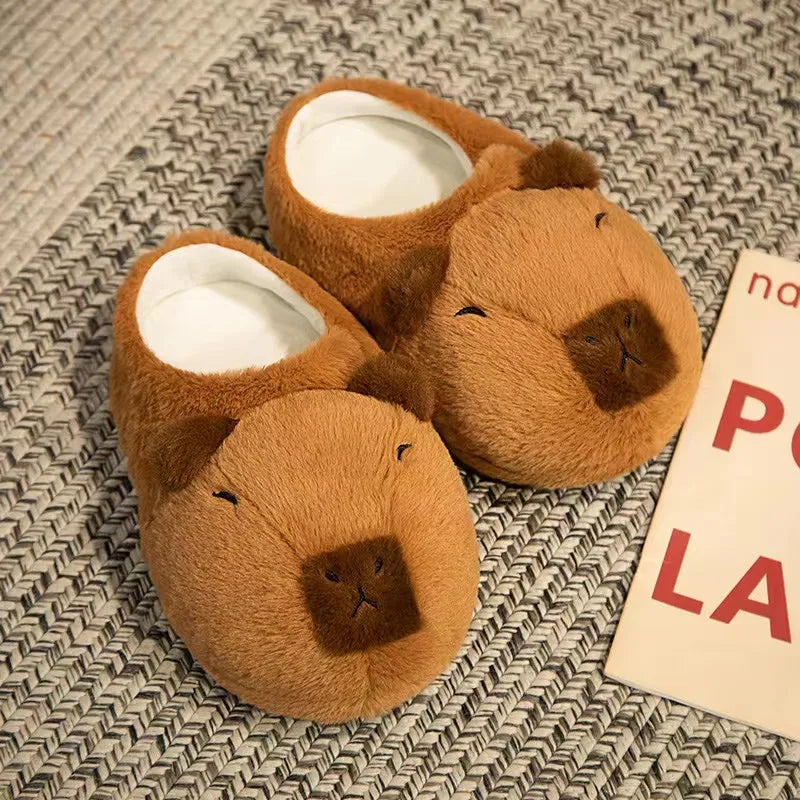 Cute Cartoon Capybara Cotton Slippers - Soft, Non-Slip, Warm Plush Indoor Shoes for Couples