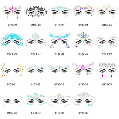 3D Sexy Face Tattoo Stickers: Temporary Glitter Fake Tattoos with Rhinestones for Women - Masquerade Party Face Jewels