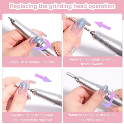 Professional Electric Nail Drill Machine: 45000RPM, Rechargeable, Portable - Perfect for Gel Nails Polish & Manicure