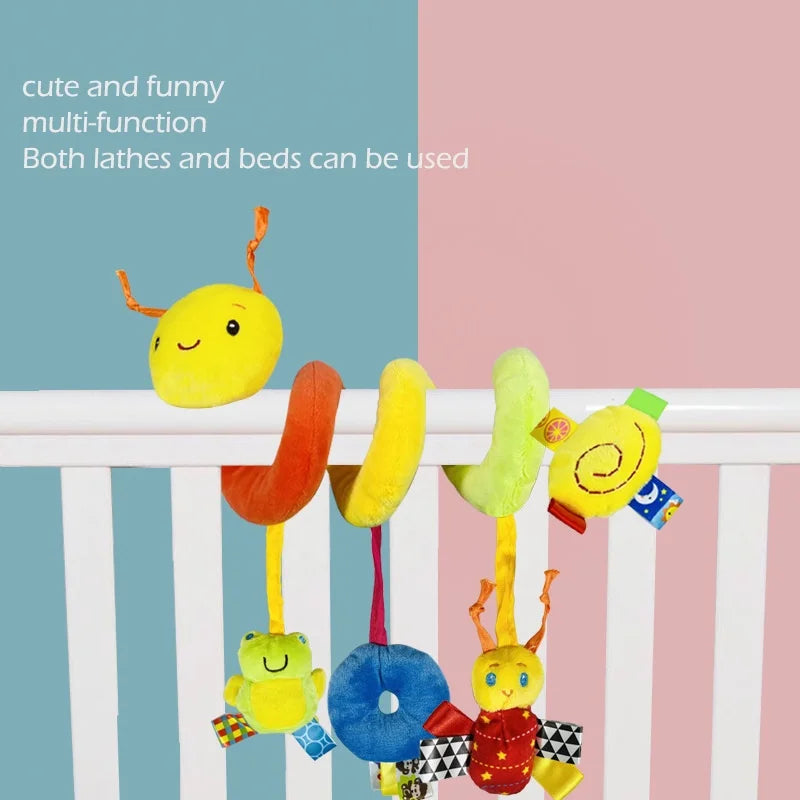 Multifunctional Baby Stroller Hanging Bell Plush Toy: 12 Styles Available with Colorful Labels - Cartoon Bed Packaging