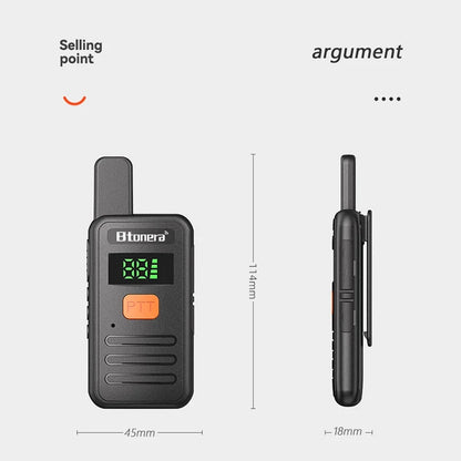 BTDX 2 Pcs Mini Walkie Talkie - PMR 446 Portable Two-Way Radio, S1 Walkie-Talkies with PTT for Hunting and Cafe Use