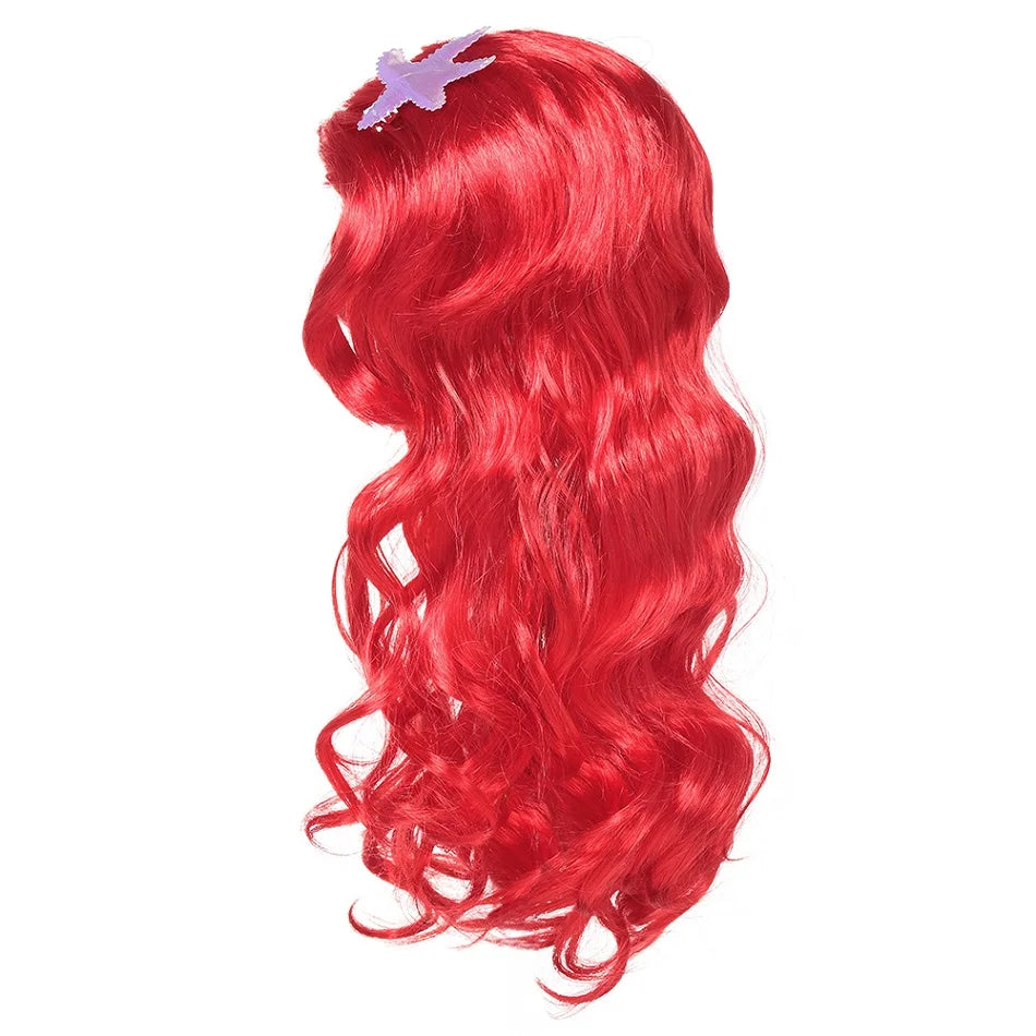 Fancy Girl Princess Wig - Elsa Anna Mermaid Rapunzel Aurora Snow White Hair for Children's Birthday Party Carnival Disguise