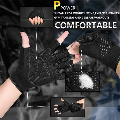 MOREOK Workout Gym Gloves for Men & Women – 3MM SBR Pads, Half Finger Weight Lifting & Fitness Gloves for Training, Pull-Ups, Rowing