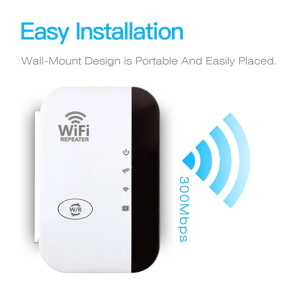 300Mbps Wireless WiFi Repeater - Remote WiFi Extender Amplifier - 802.11N Booster for WiFi Coverage Extension - Europe Compatible