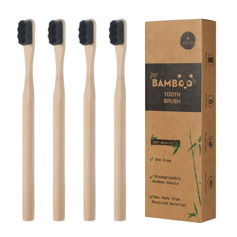 Biodegradable Bamboo Toothbrush - Environmentally Friendly, Ultra Dense and Soft Bristles, 10 Thousand Br