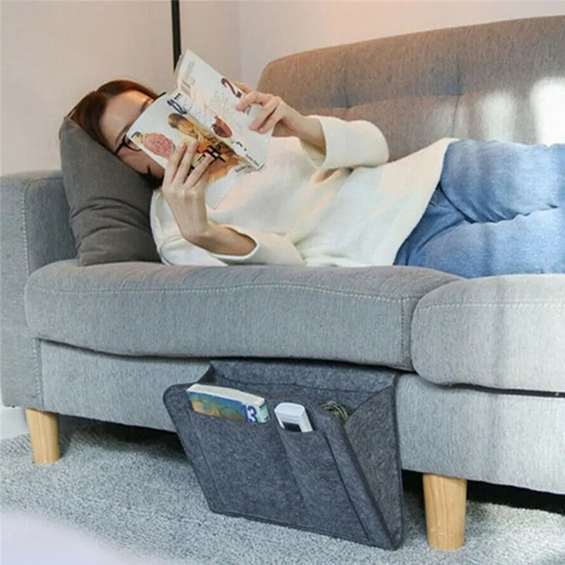 Felt Bedside Storage Organizer - Couch and Bed Caddy with Pockets for TV Remote Control and More