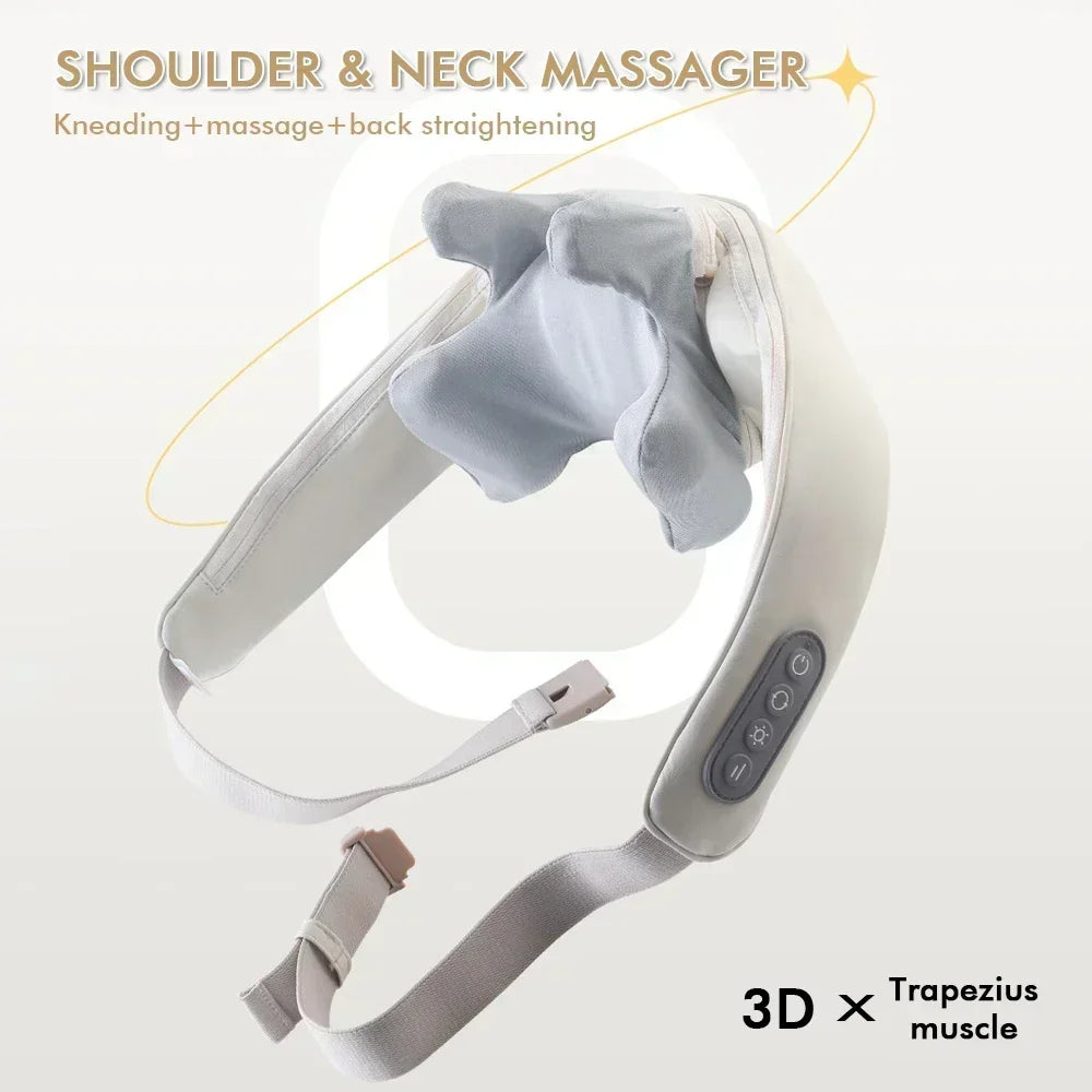 Wireless Electric Neck and Back Massager - Kneading Massage Pillow for Neck, Shoulder, Cervical, and Trapezius Relief