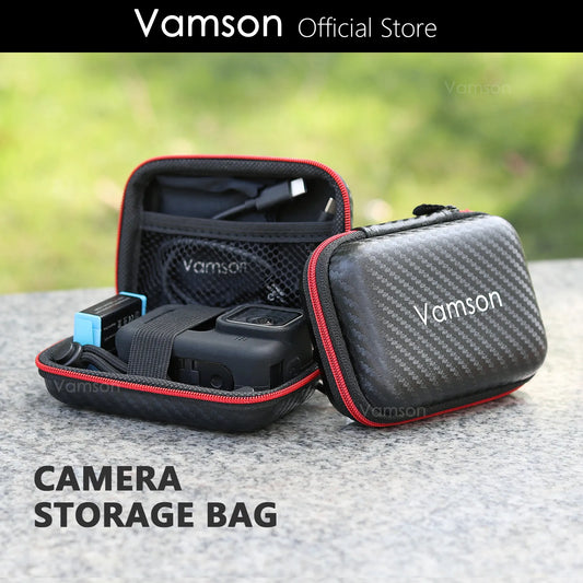 Vamson Mini PU Protective Storage Case: Compatible with GoPro Hero 11-7, DJI OSMO Action, Insta 360 X3, One X2 Camera Accessories