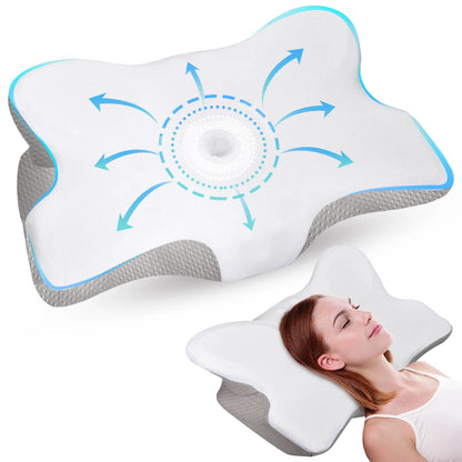 Pulatree Odorless Orthopedic Memory Foam Pillow - Ergonomic Neck & Shoulder Pain Relief, Cervical Sleeping Pillow