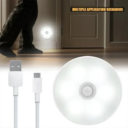 Motion Sensor LED Night Light - USB Rechargeable Lamp for Kitchen Cabinet Wardrobe, Staircase, Wireless LED Closet Light