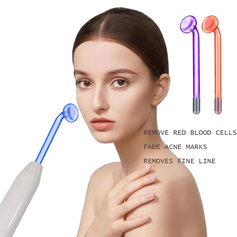 High Frequency Electrotherapy Wand: Mushroom Facial & Body Glass Electrode for Healing & Spot Removal | Neon Replacement Tubes Included