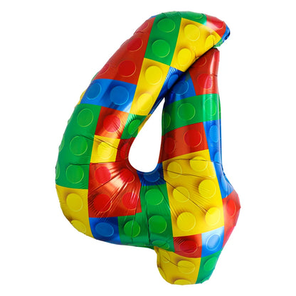 32-inch Lego-Themed Digital Aluminum Balloons - Perfect for Boys' Birthday Parties and Decorations