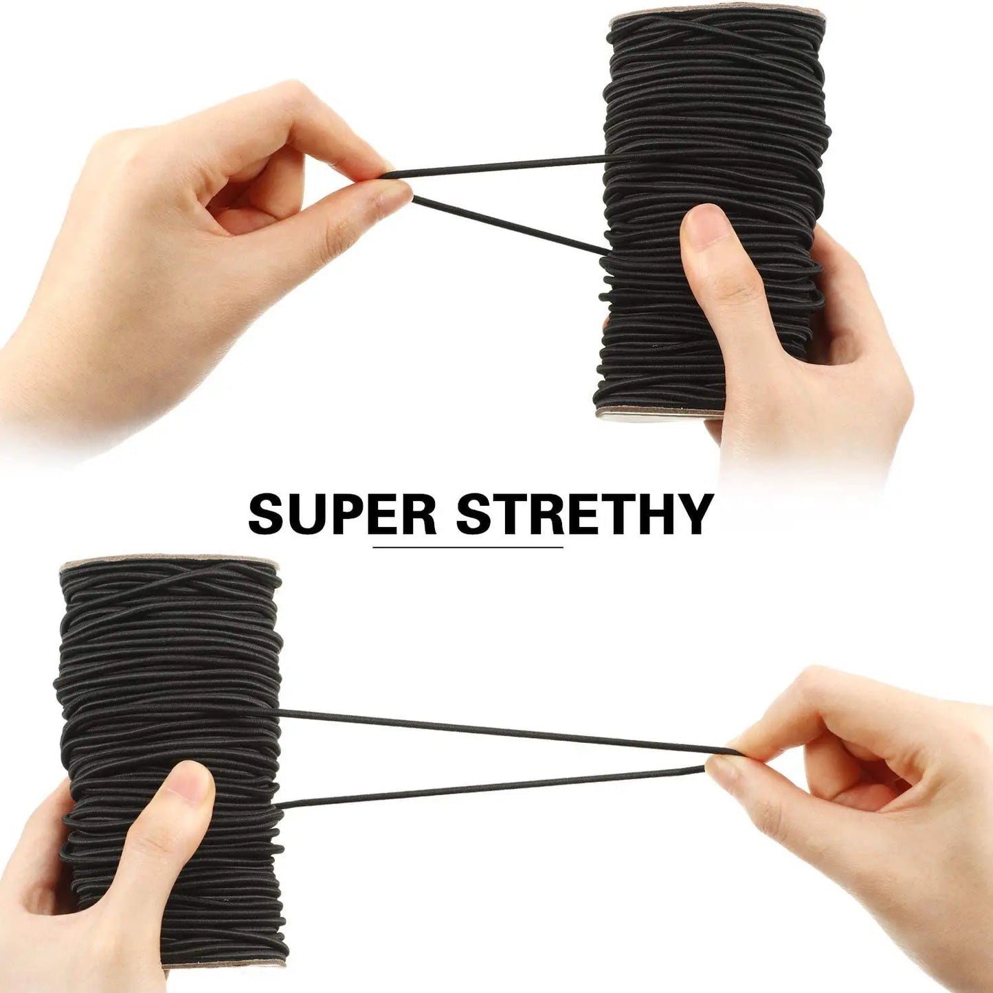 High-Quality Strong Elastic Rope – White/Black Rubber Band for DIY Sewing and Crafts, Available in 1/2/3/4/5MM