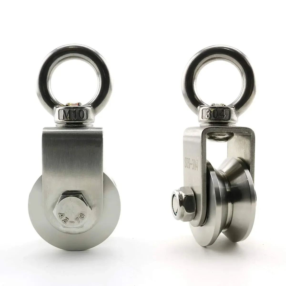 304 Stainless Steel U/V Type Swivel Pulley - Super-Silent Duplex Bearing Design - Detachable Rotation System for Gym Traction Wheels